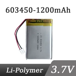 603450 3.7V 1200mAh Lithium Polymer LiPo Rechargeable Battery with jst PH 2.0mm 2pin plug For MP3 Laptop PC Camera GPS navigator