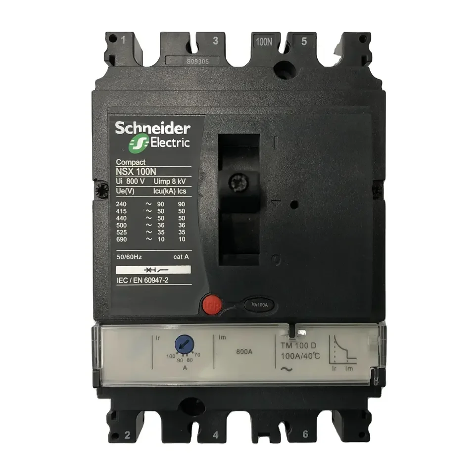 Schneider NSX Series 36kA Vigi NSX100F TMD 3P/4P 16A 25A 32A 40A 50A 63A 80A 100A Molded Case Leakage Circuit Breaker