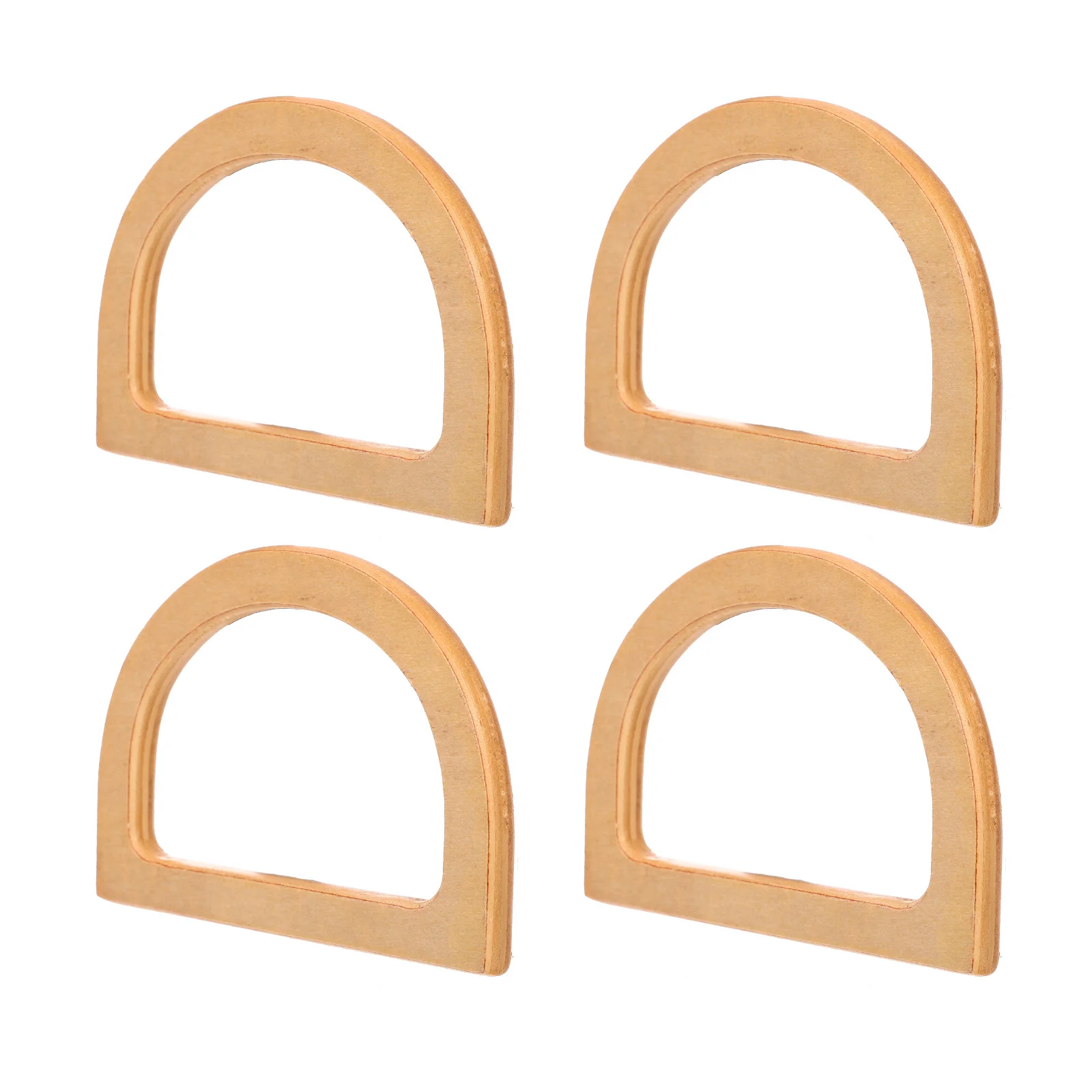 

4pcs D Shaped Bamboo Bag H les Simple Design Comfortable Grip DIY Accessories Travel Purse Decorative Grips