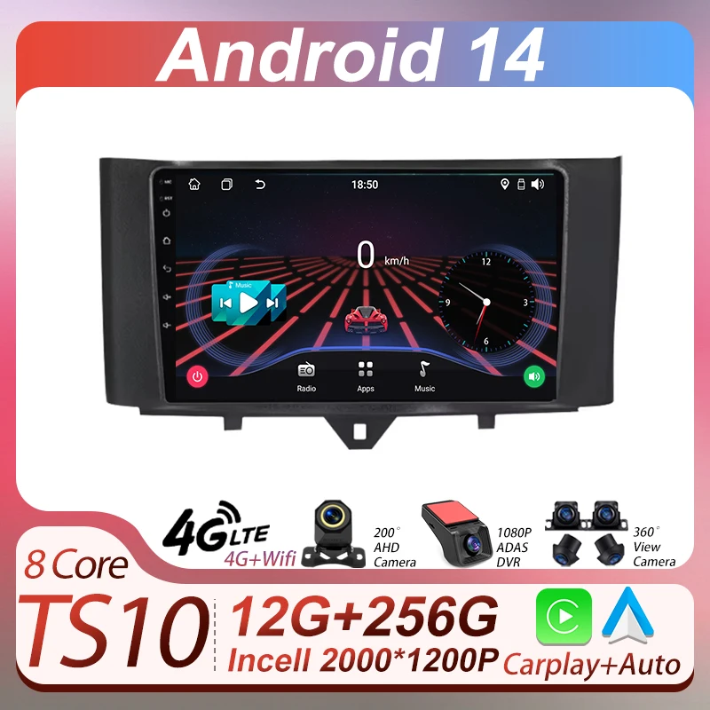 

Android 14 For Mercedes Benz Smart Fortwo 2 2010 - 2015 Radio Intelligent Car Systems Mirror Link Touch Screen Bluetooth 8 Core