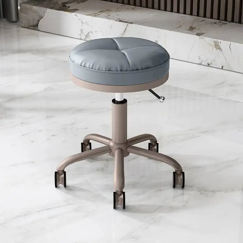 Simple Hairdressing Stool Wheels Portable Rotating Barber Chair Professional Backrest Silla Estetica Barber Equipment MQ50BC