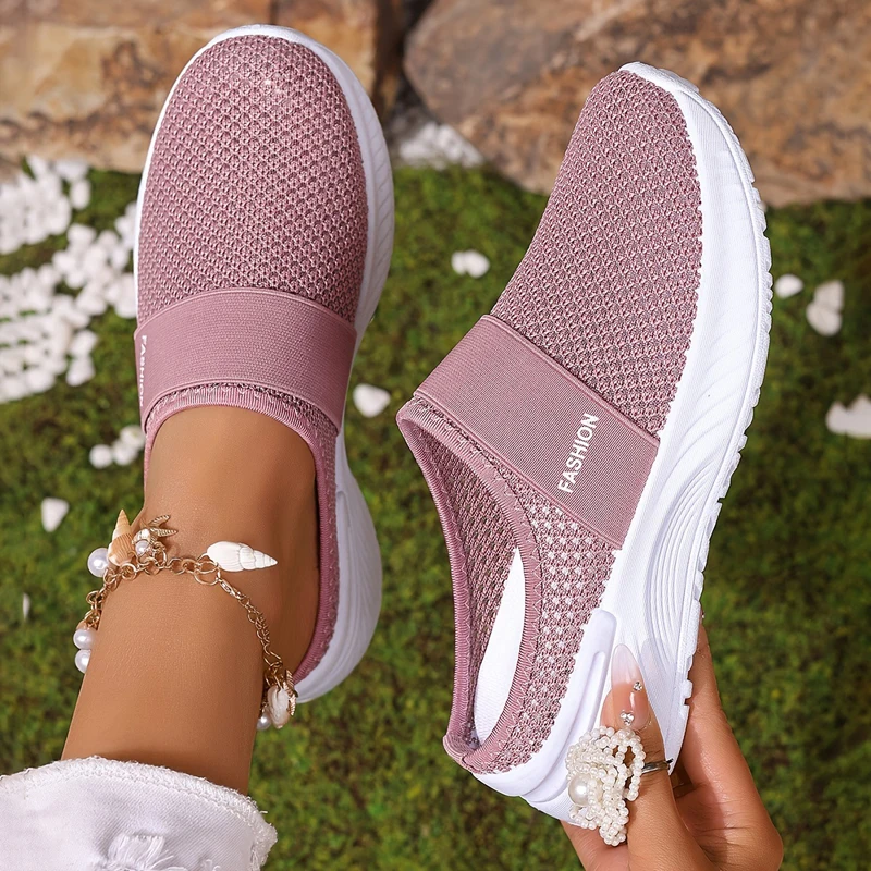 

Women Wedge Sandals Breathable Fabric Lightweight Women's Casual Slip-On Sneakers Mesh Walking Working Flats Zapatos De Mujer