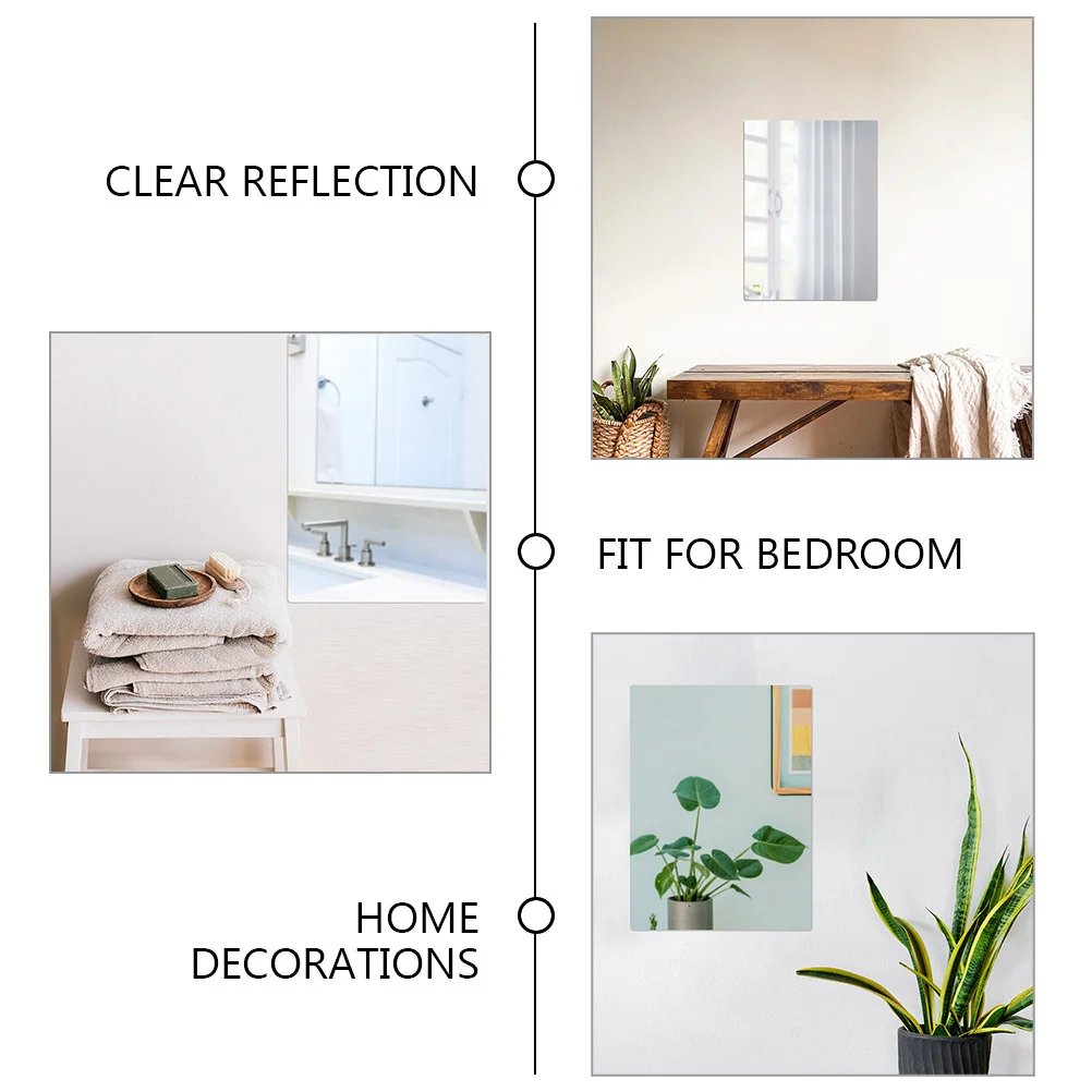 

2pcs Full Length Acrylic Self-Adhesive Wall Mounted Decorative Mirror Sheet For Bedroom Living Room Unbreakable Home