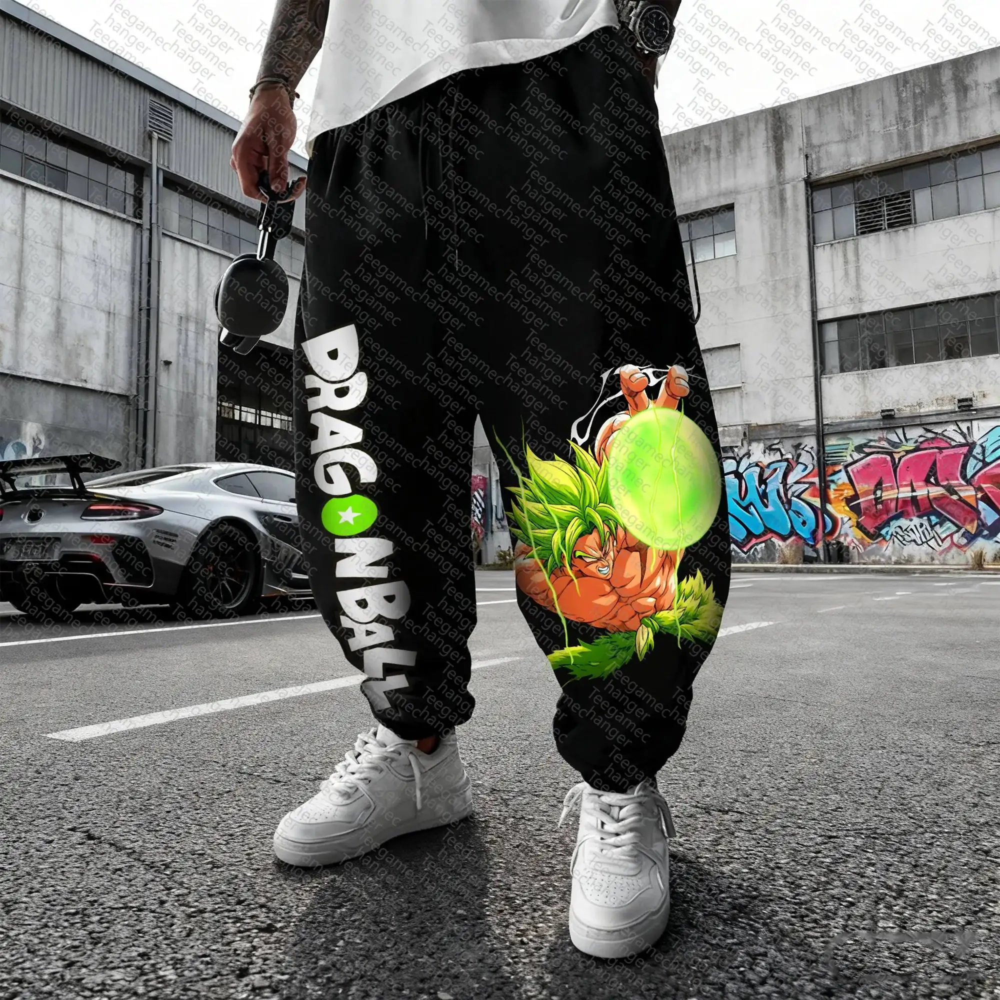 กางเกงจ็อกเกอร์ลายดราก้อนบอล โบรลี่ ซูเปอร์ไซย่า กรีน เอนเนอร์จี้ แบล็ค สำหรับผู้ชายและผู้หญิง สไตล์อนิเมะ สตรีทแวร์ ลำลอง พิมพ์ลายสีขาว