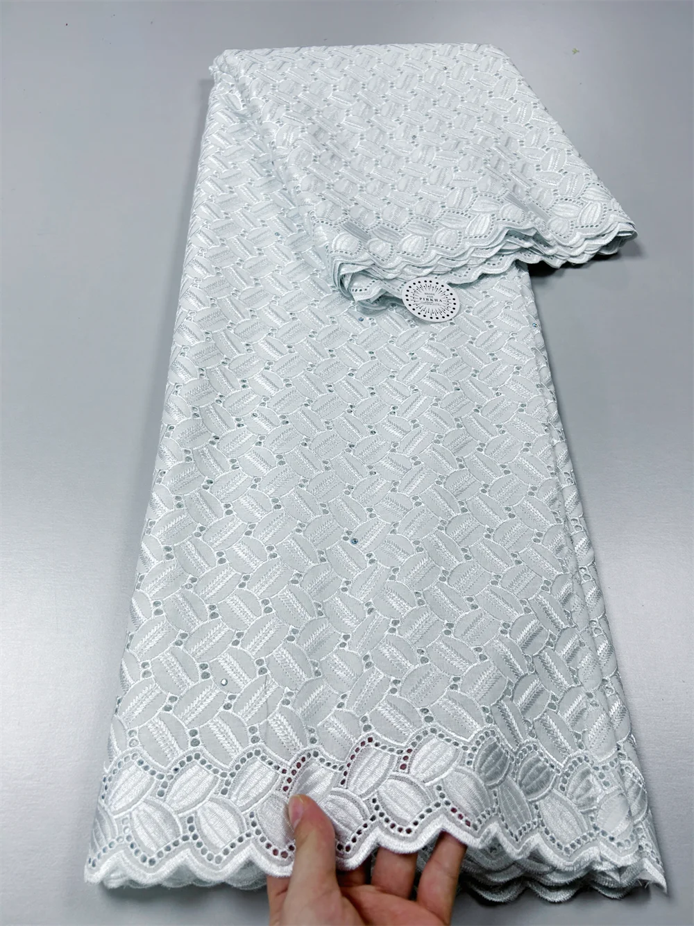 

African Nigerian Lace Fabrics 5 Yards White 100% Cotton Swiss Voile Lace Embroidery For Women Dress