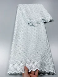 African Nigerian Lace Fabrics 5 Yards White 100% Cotton Swiss Voile Lace Embroidery For Women Dress