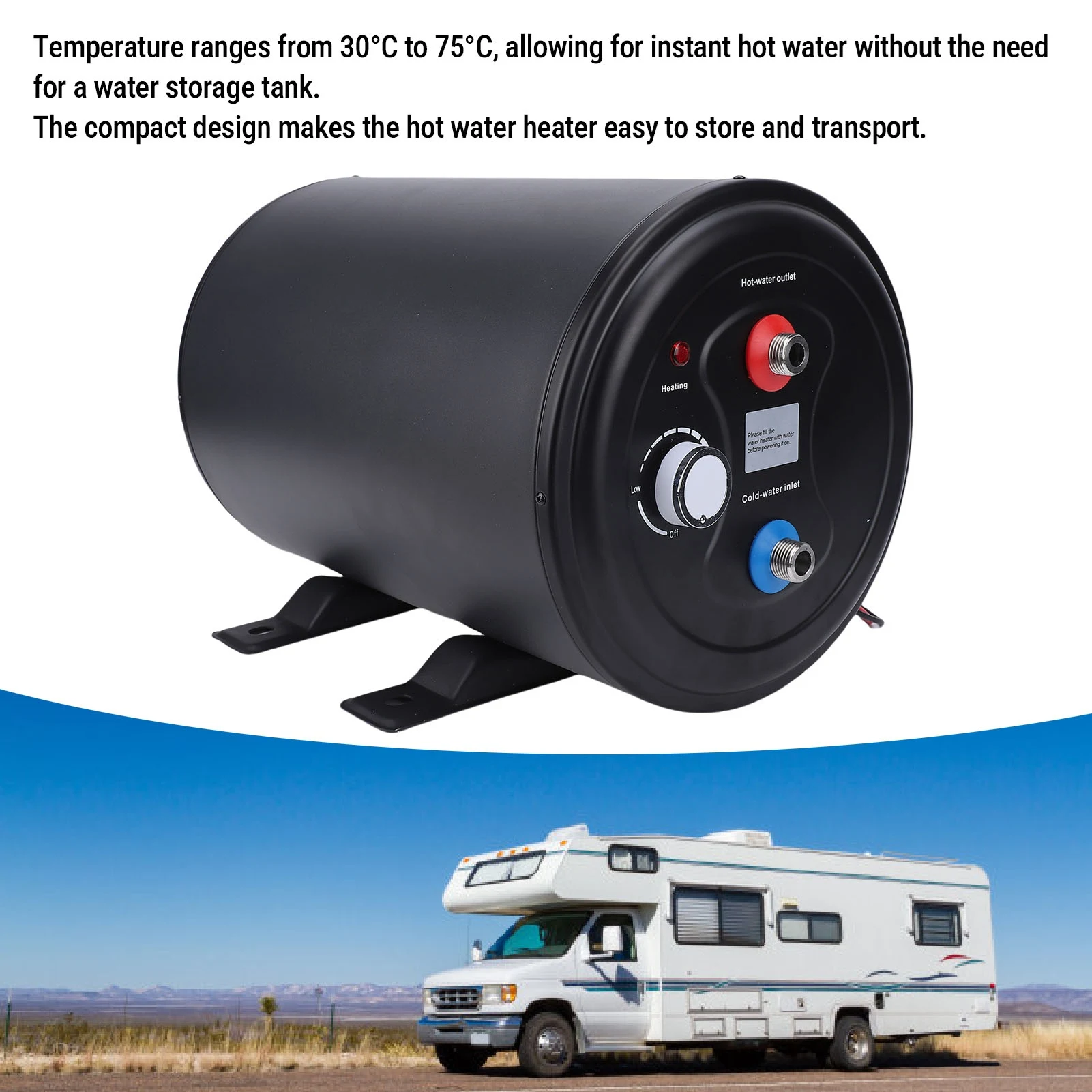 Instant Water Heater Tankless 10L Portable Hot Water Heater Instant Camping Water Heater for Outdoors Shower RV Shower White