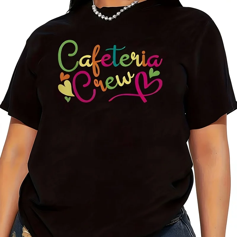 Cafeteria Crew Graphic Women's T-Shirt 100% Cotton Funny Graphic Short Sleeve Tee Novelty Shirt Casual Crew Neck Top S-5XL