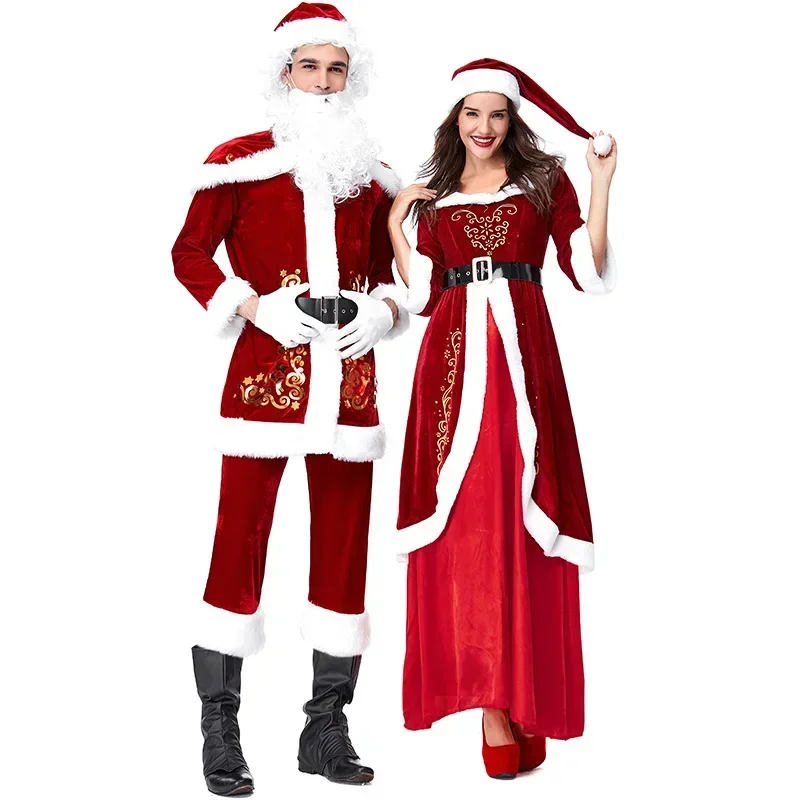 Christmas Parent-child Costume Family Christmas Costume Santa Claus Xmas New Year Party Cosplay Velvet Santa Claus Costume