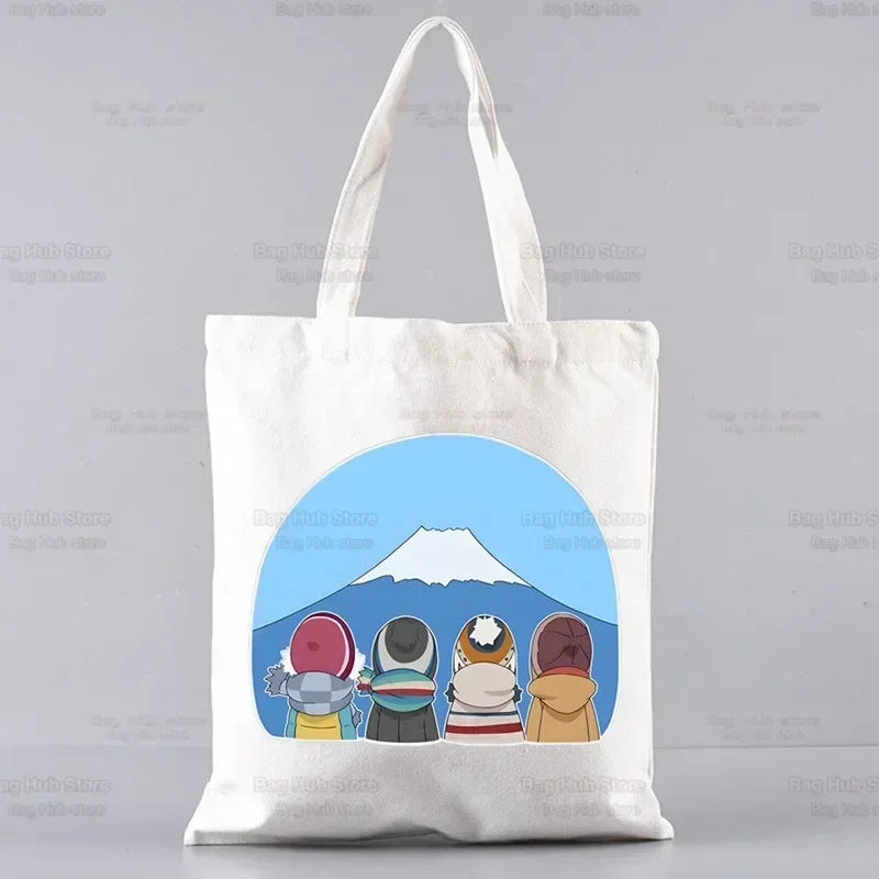 Yuru Camp Shoulder Canvas Bags Large Capacity College Harajuku Anime Nadeshiko Handbag Women Bag Shopping Bag