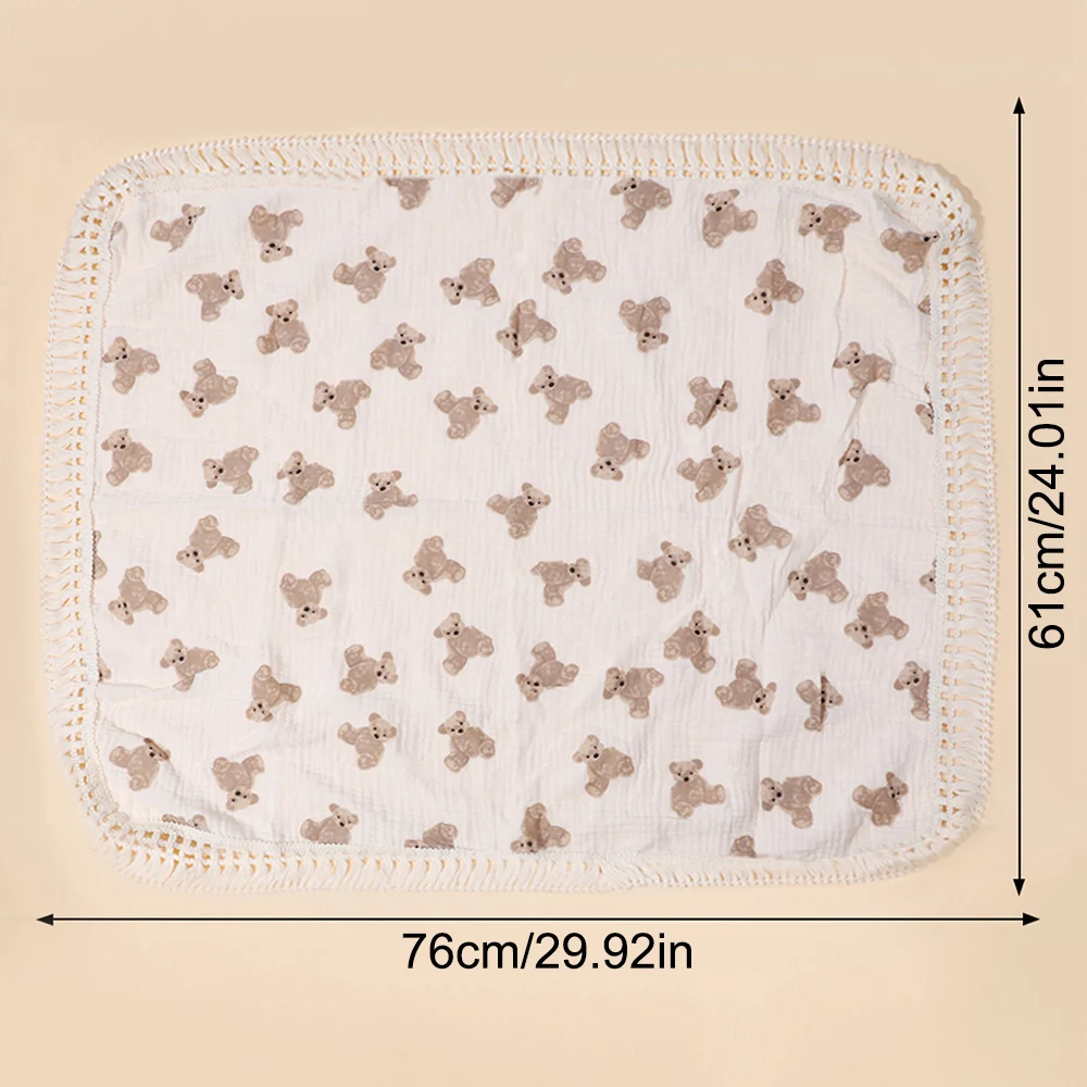 Cute Bear Wrap Baby Newborn Cartoon Warm Wrap Soft Cuddly Double Layer Cotton Yarn Bear Printed Baby Blanket Swaddle Bath Towel