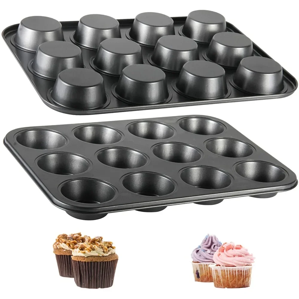 6/12 Cups Cupcake Mold Muffin Pan  Square Cupcake Pan Muffin Tray  Carbon Steel Baking Pan Non Stick Bakeware 657