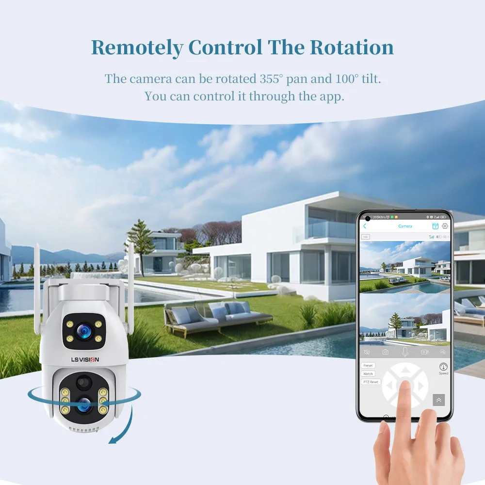 LS VISION Ubox 8MP Dual Screen 4G SIM Solar Camera Outdoor Humanoid Detection Color Night Vision Linkage CCTV Security Cameras