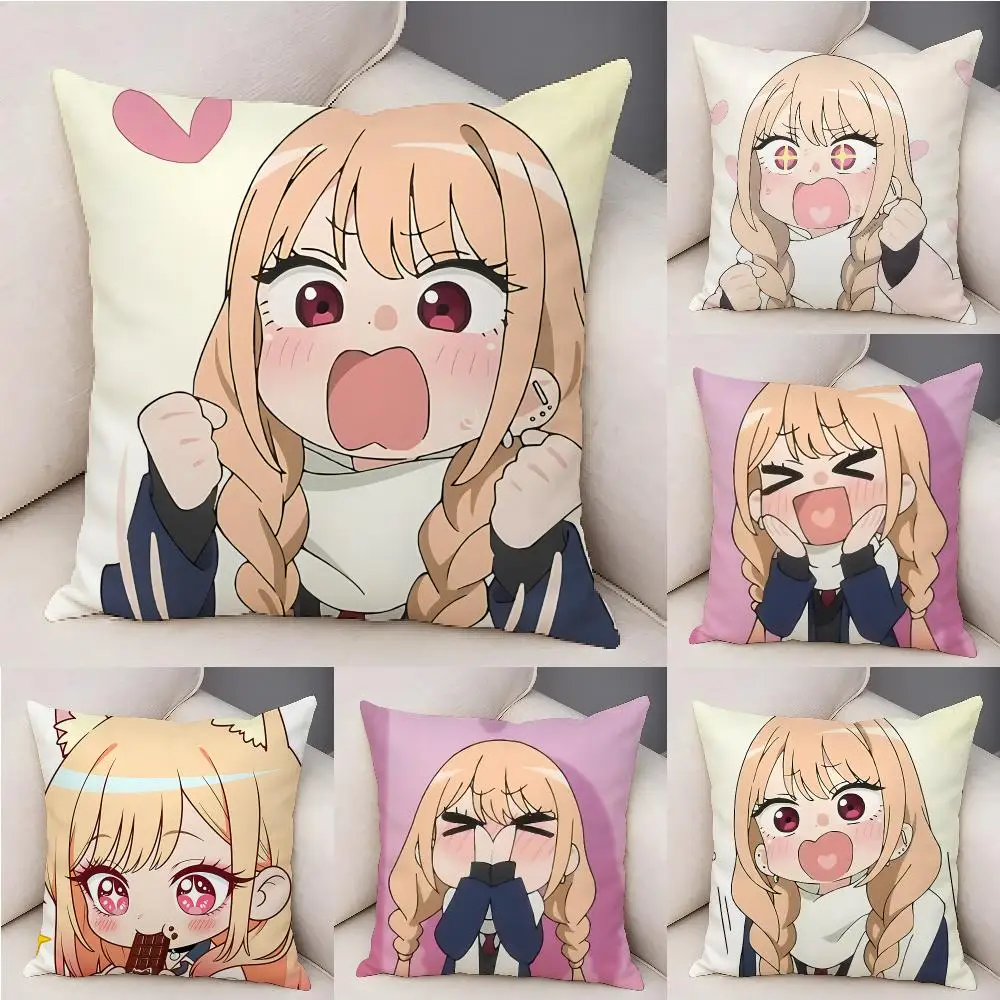 Kawaii Anime K-Kitagawa Marin Cushion Cover Plush Decorative Pillow Case With Hidden Zipper Fashion Room Decor For Home