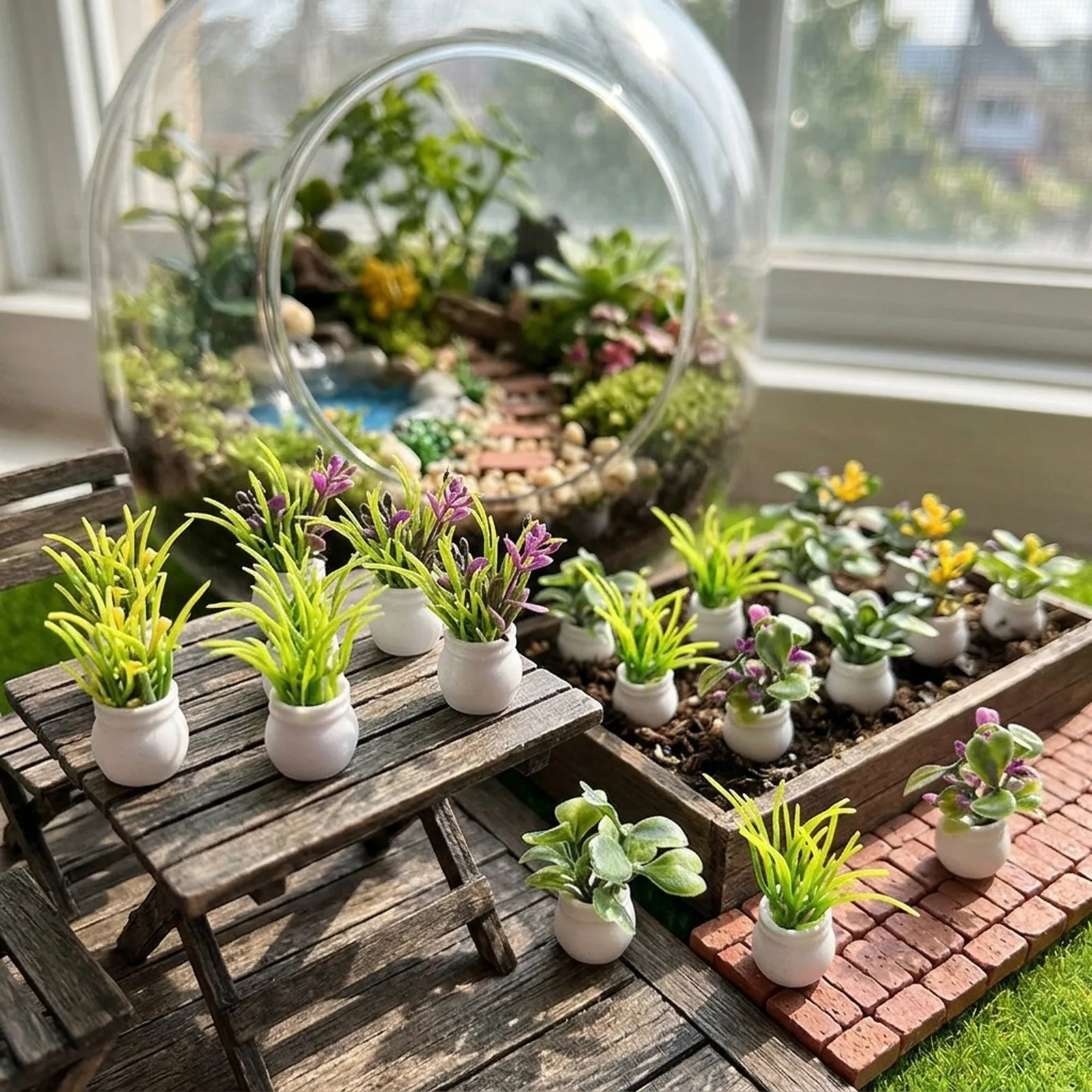 For Car Decor for mini Simulation Flower Pot Miniature Gardening Compact Toy House Plants for durable Plastic Material
