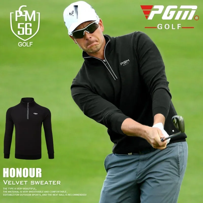 PGM Golf Clothes Men Shirt Long Sleeve Autumn Winter Clothing Fleece Keep Warm Sport Polo T-Shirt Plus Size