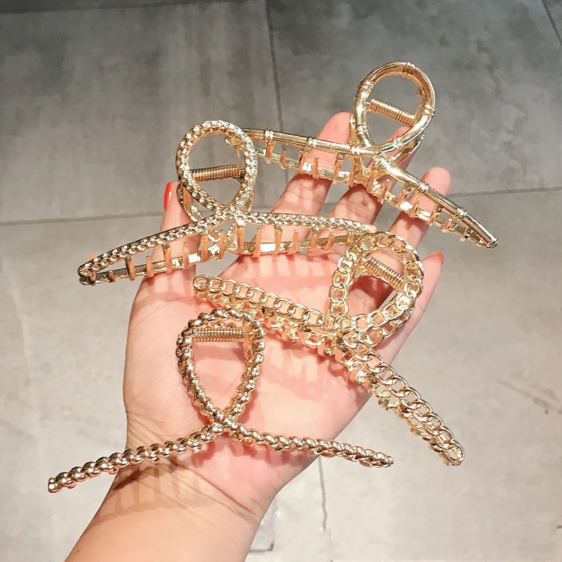 Simple Metal Geometric Hair Claw Clips Elegant Geometric Hair Accessories Cross Crab Bath Clip For Women Fashion Girl Headwear