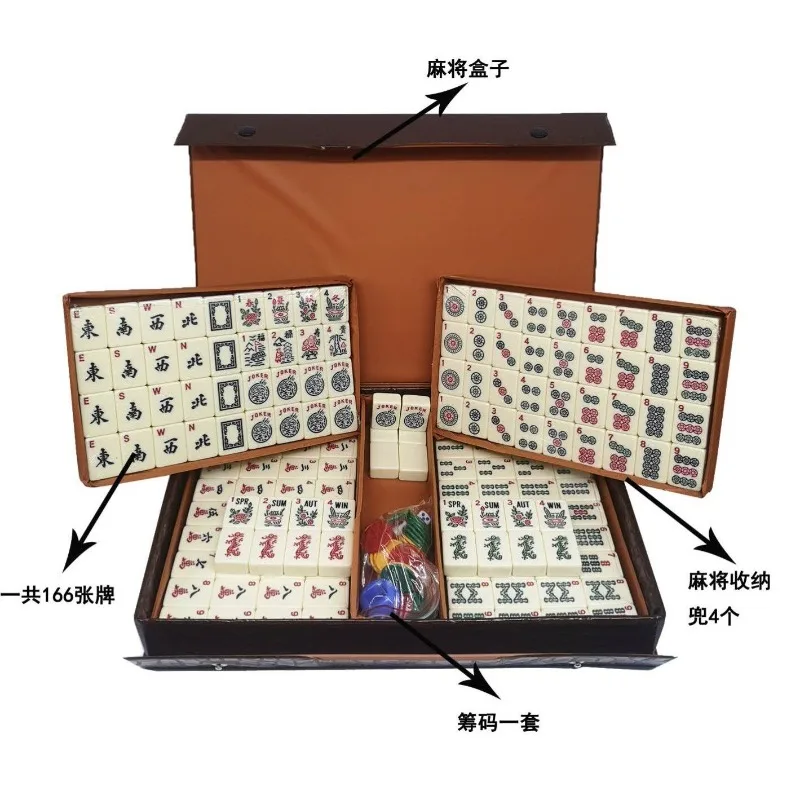 30mm American Mahjong Set Hand Shuffle Tiles for Party Gift Travel Portable