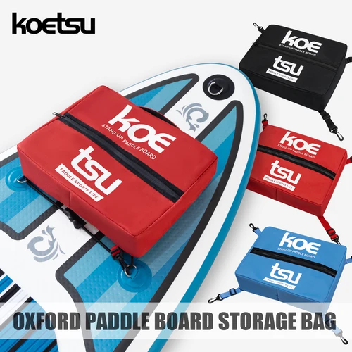 Imagen 1 del producto KOETSU Bolsa para cubierta de tabla de remo: almacenamiento de malla elástica para SUP/Kayak, negro/rojo/azul (15,75x11,81 pulgadas)