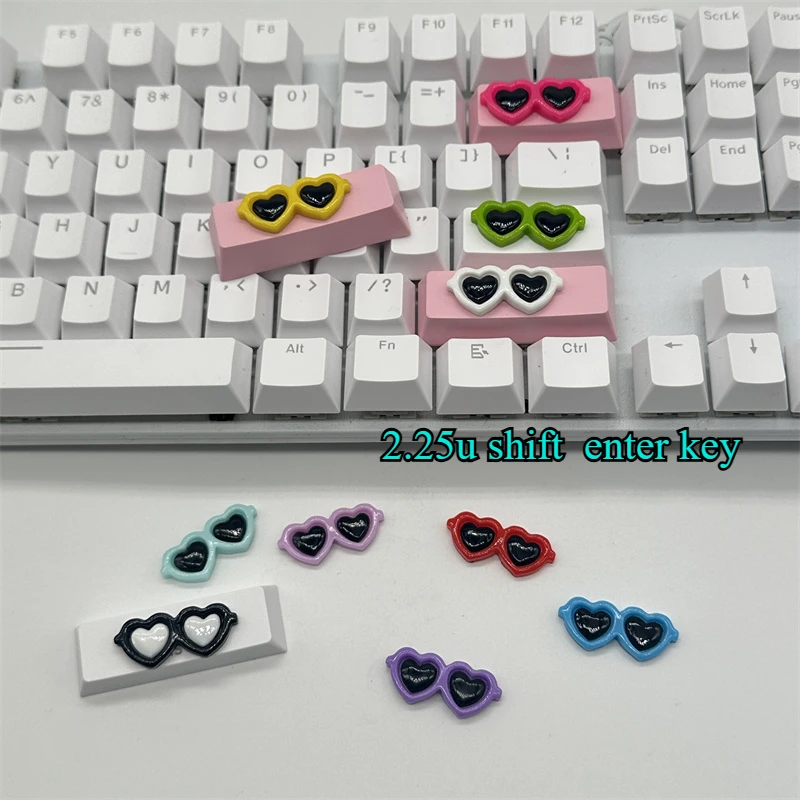 

DIY Personalized Keycaps Cute Sunglasses Keycaps Handmade Mechanical Keyboard 2.25u Shift Enter Key Cover