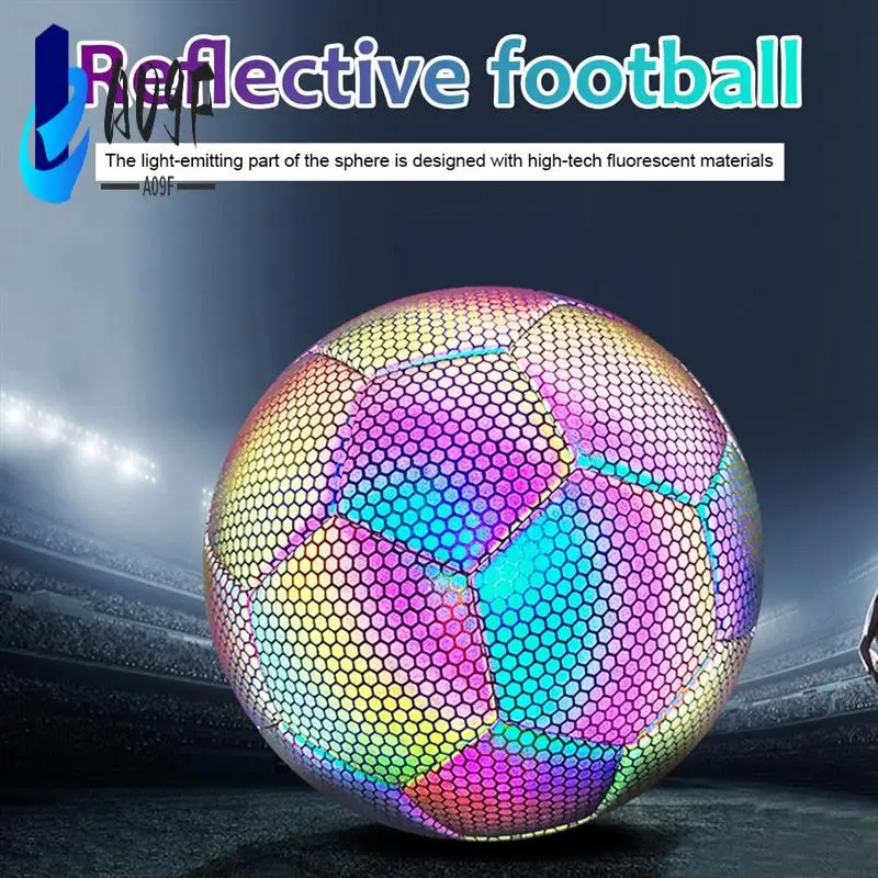 

A09F-Holographic Soccer Ball - Glow In The Dark, Reflective, Size 5 - Perfect For Kids
