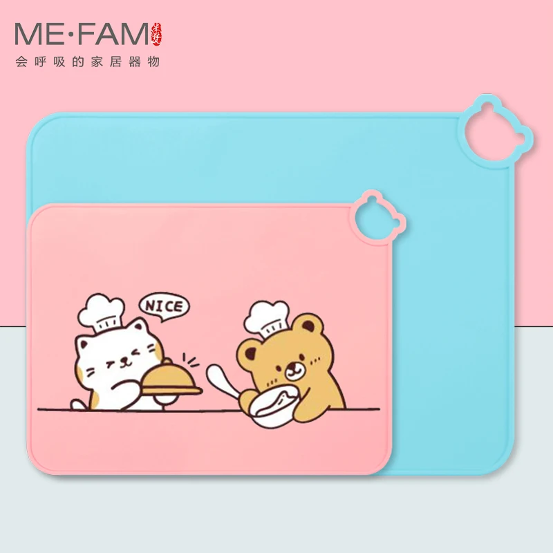 

Soft Silicone Kid Placemat Cute Cartoon Bear Children Lunch Mat Hot Resistant Anti Slip Oilproof Home School Desktop Protect Pad