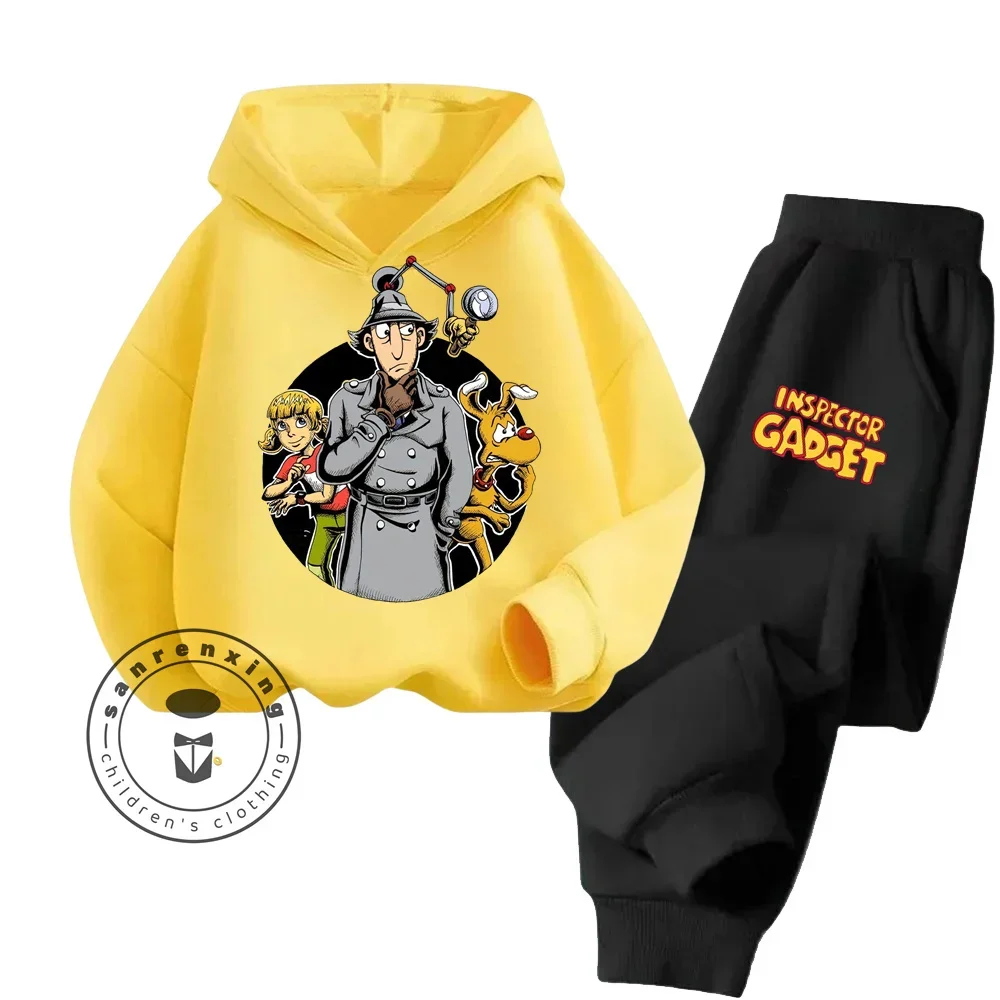 2024 High Quality and Affordable Cartoon Inspector Gadget Soft Touch Durable Long Sleeve Hoodie Set Suitable for Children Wear