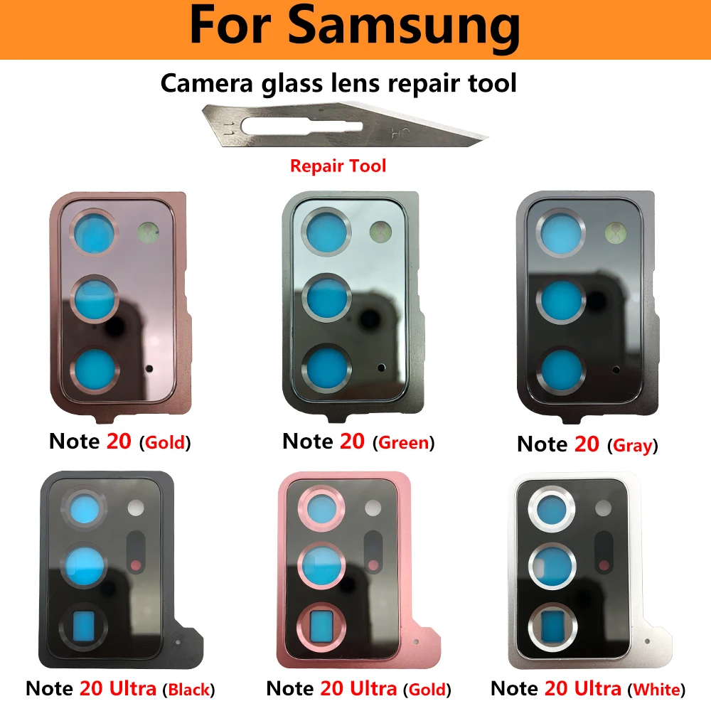 New For Samsung Note 20 Ultra Repair Housing Back Rear Camera Glass Lens With Cover Frame Holder with Sticker