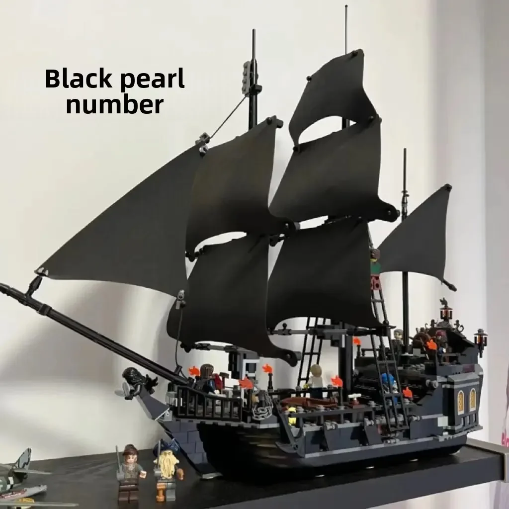 MOC Pirates Of The Caribbean Ship Revenge Warship Black Pearl Sailboat Building Block Bricks MOC 4195 Assembly Toys Kid Gift