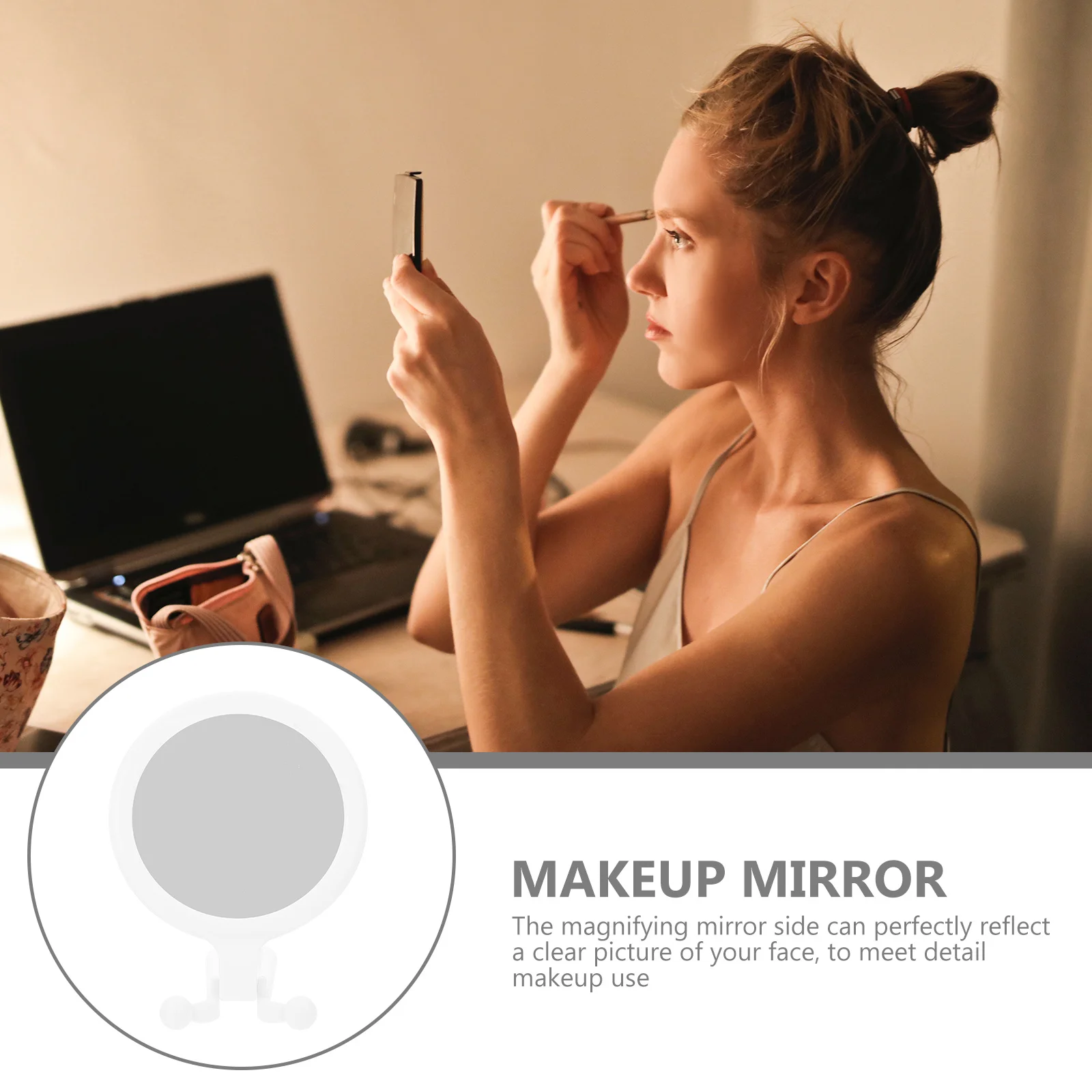 Double-Sided Hand Makeup Mirror Foldable Design Scratch-Resistant Premium Material for Daily Use Portable Beauty Accessory