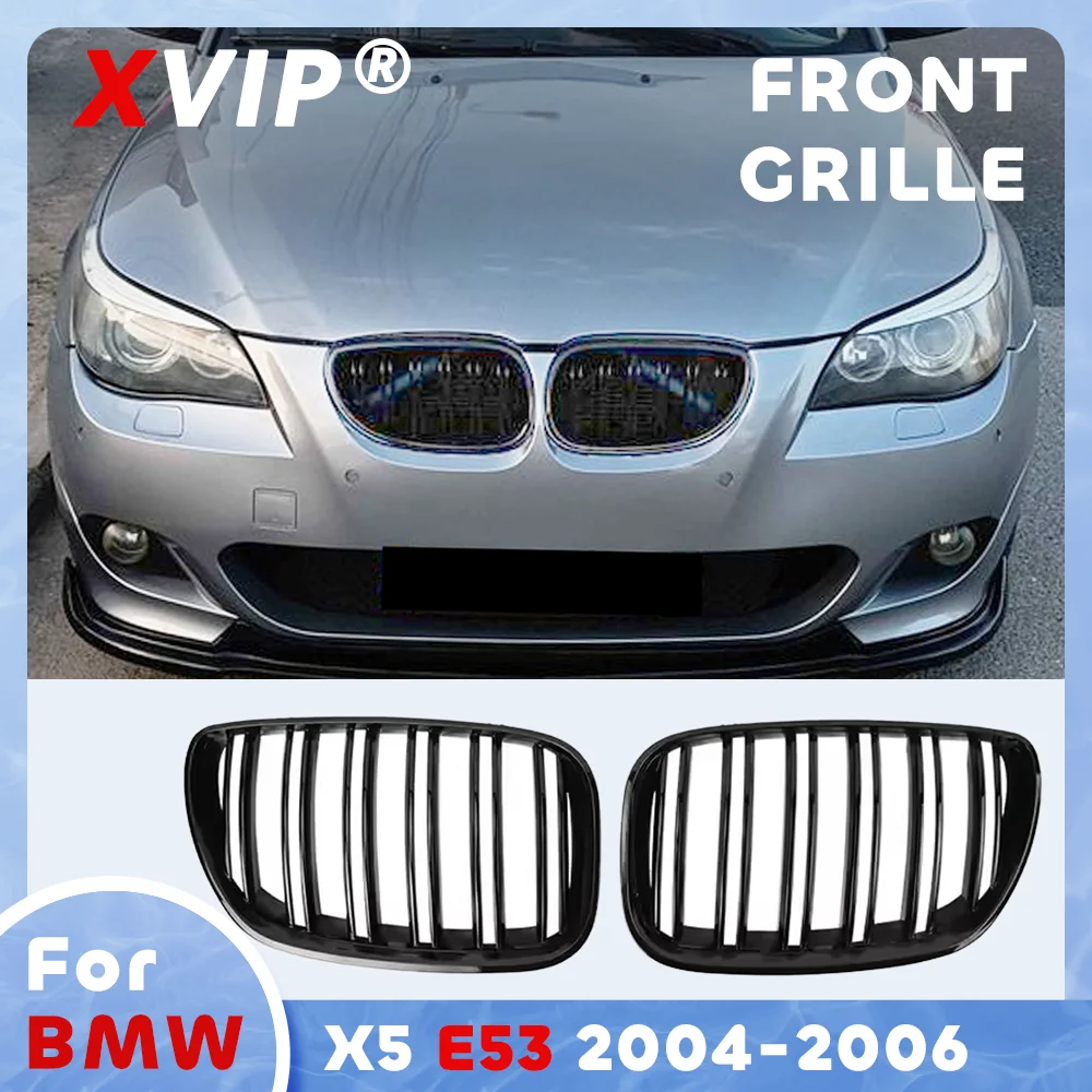 

XVIP Glossy Black Double Line Style Front Bumper Grille For BMW X5 E53 2004-2006