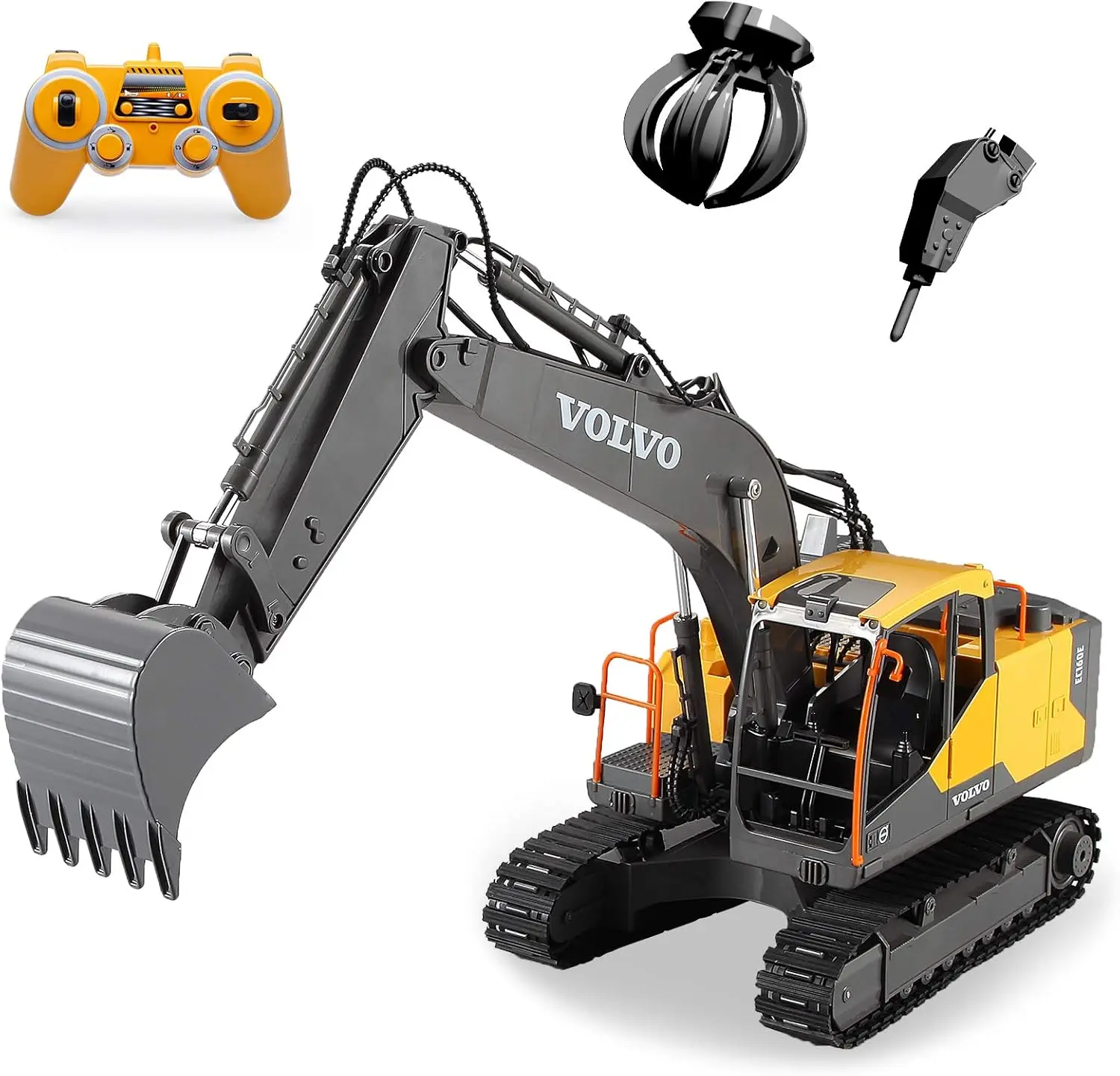 

Remote Control Excavator 1/16 Scale 3 in 1 Shovel Loader RC Excavator Digger Toy with 2 Tools,17 Channel Full Functional RC Cons