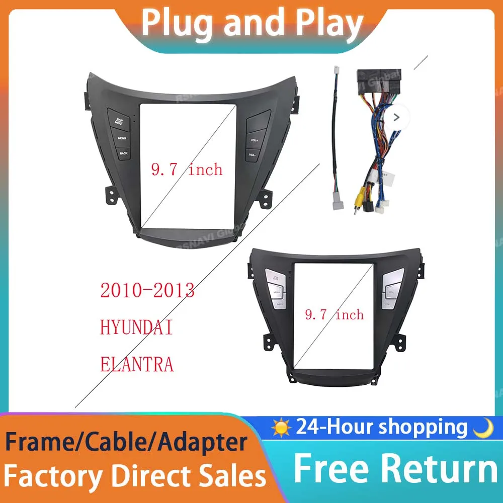 Rnnavi 2 din 9.7 polegada quadro do carro adaptador fascia para hyundai elantra 2010-2013 tesla estilo android rádio traço montagem painel kit