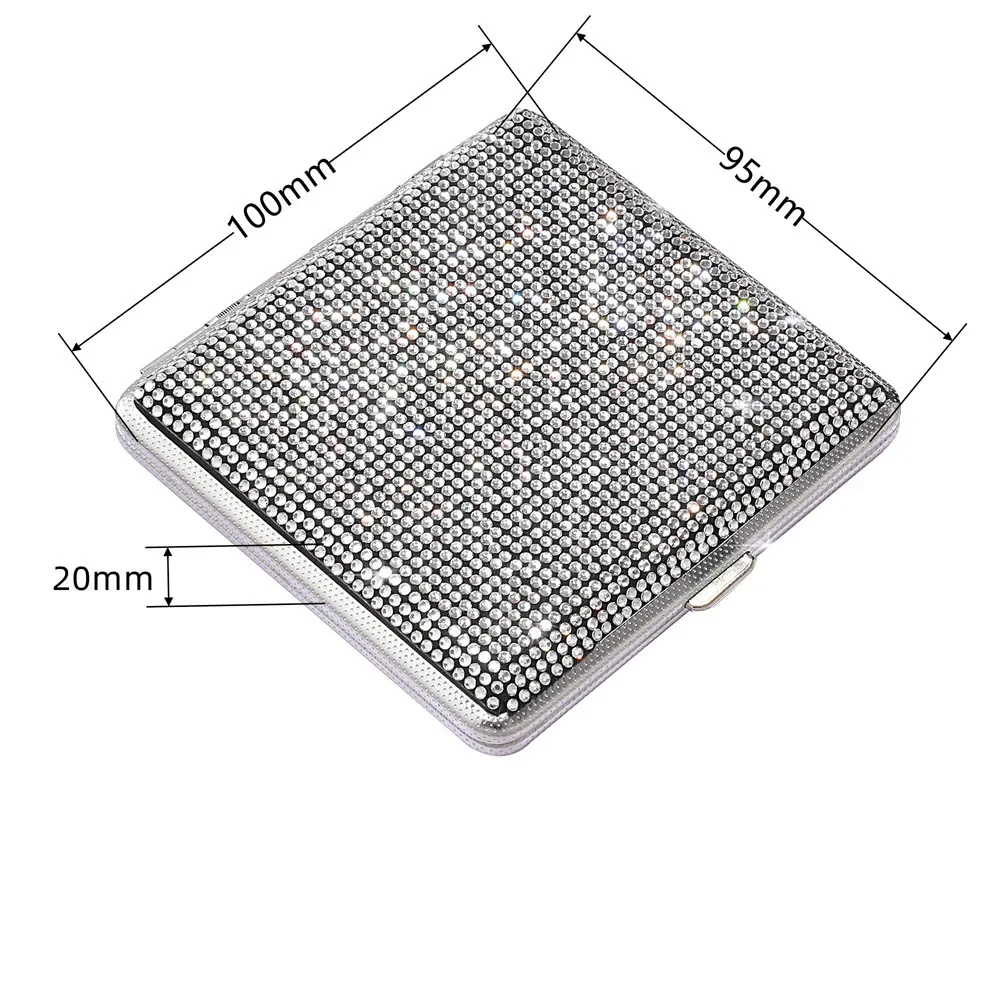 Trend Shiny Cigarrate Case Portable Slim Bling Rhinestone Cigarette Case Box Exquisite Holder Holds 20 CIGARETTES Pitillera