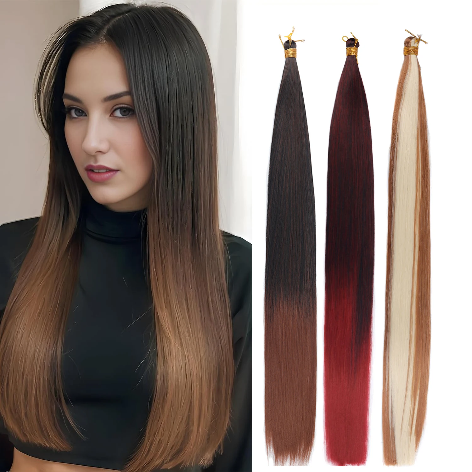

30Inch Straight Bulk Hair Extensions 150g Bone Straight Braiding Hair Soft Synthetic Bundles Crochet Braids for Braiding