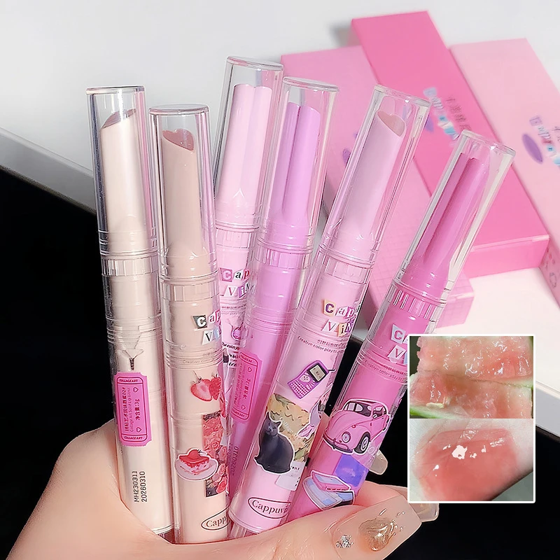 Flower Jelly Water Lip Gloss, batom em forma de amor, luz clara, matiz hidratante labial, copo antiaderente, 1pc