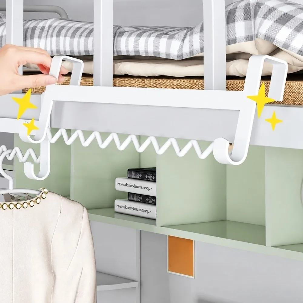Carbon Steel Bunk Bed Hanging Hook Punch Free Wave Shape Dorm Hanging Rack Multi Hooks Dorm Storage Hook Dorm Storage