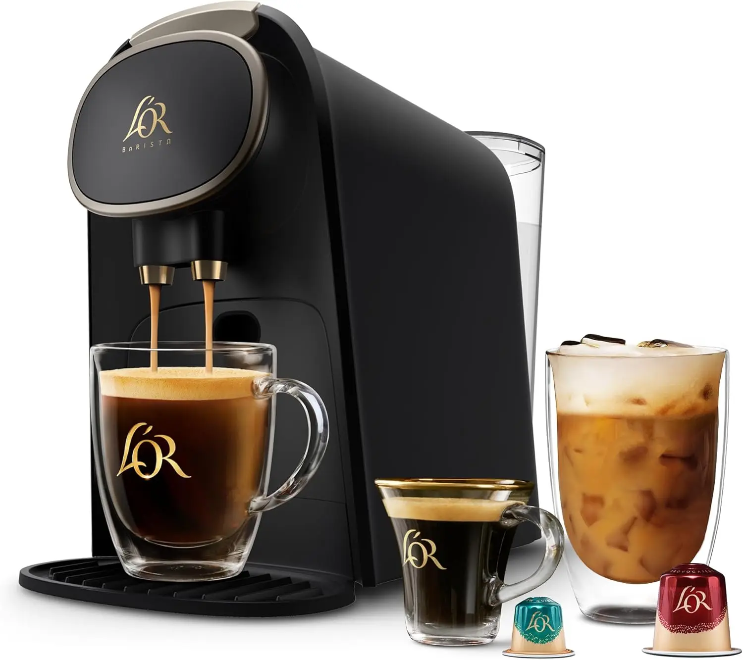 Macchina da caffè ed espresso Barista System combinata di Philips, accenti metallici champagne premium, nero opaco