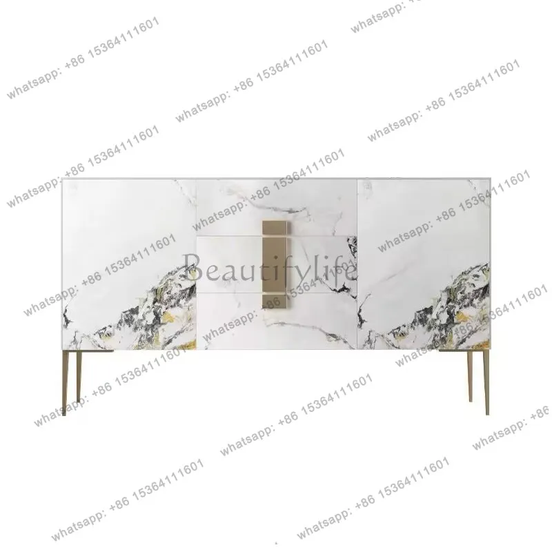 

Italian light luxury dining side cabinet modern simple rock slab foyer entrance cabinet