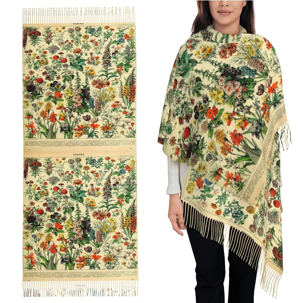 

Типы цветов, шарф Adolphe Millot, шарфы с кисточками для женщин, мягкие теплые шали и накидки, длинная осенне-зимняя шаль