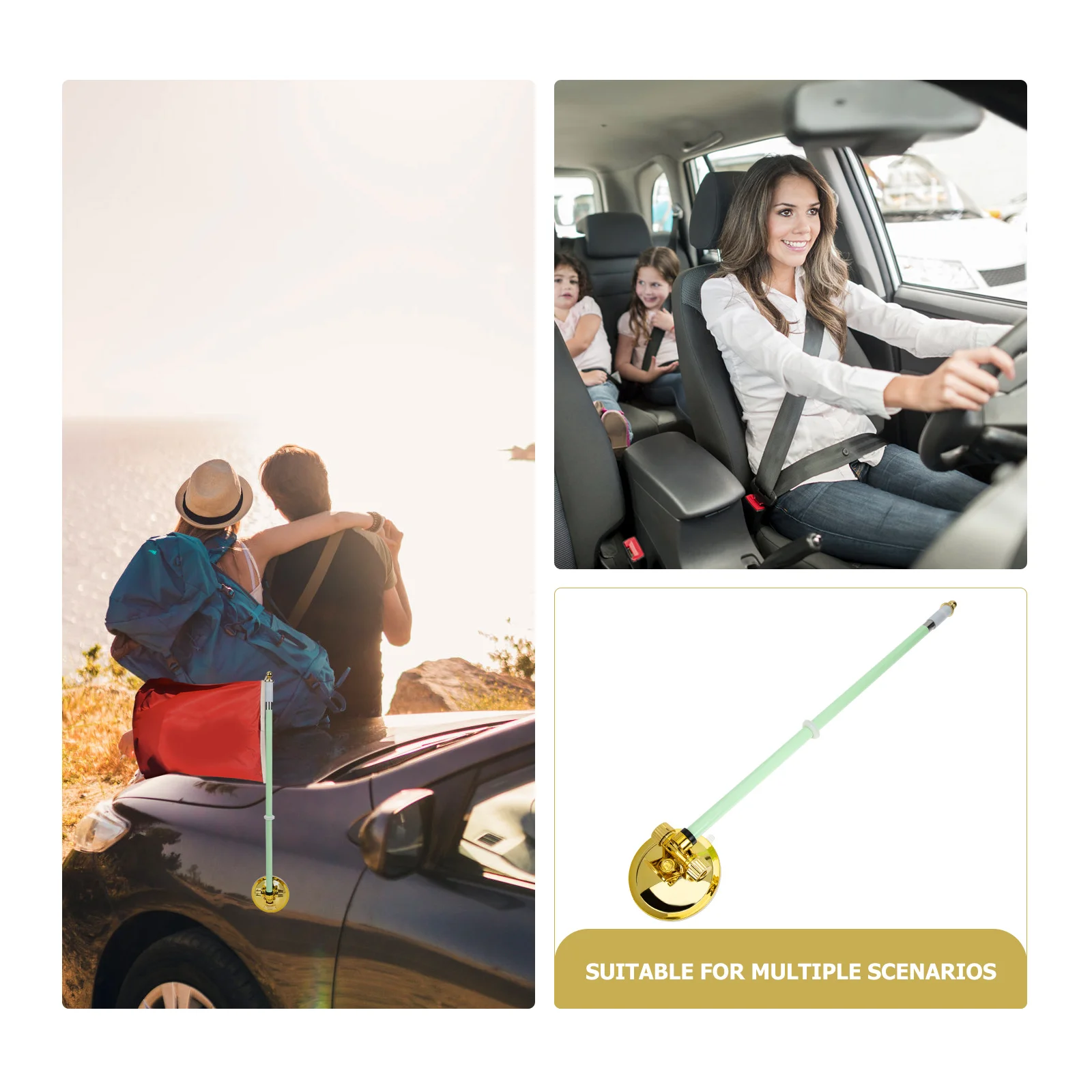 

Car Telescopic Flagpole Suction Cup for Automotive Festival Holder Accessories Banner Small