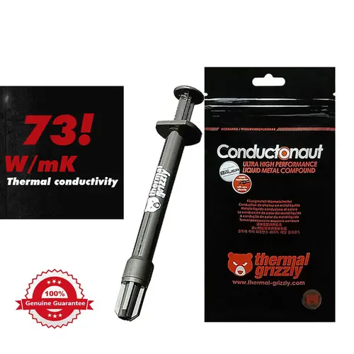 Imagen 2 del producto Pasta térmica de Metal líquido Grizzly Conductonaut 73W/mk para CPU GPU refrigeración PC AMD procesador Intel pasta térmica enfriadora