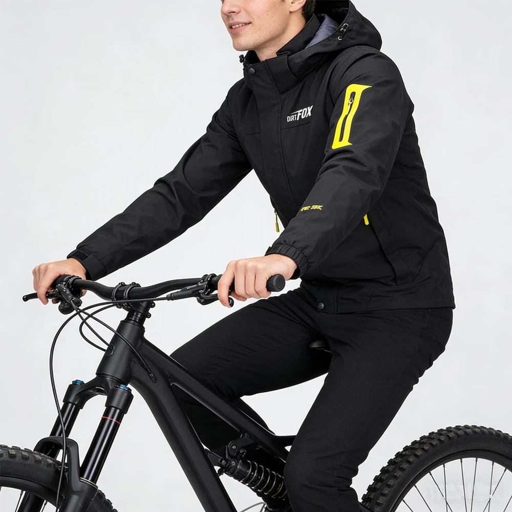 

New DIRTFOX Winter Cycling Jacket Men Fleece Warm Motorcycles Bicycle Windproof Raincoat Windbreaker Impermeable Ciclismo Hombre