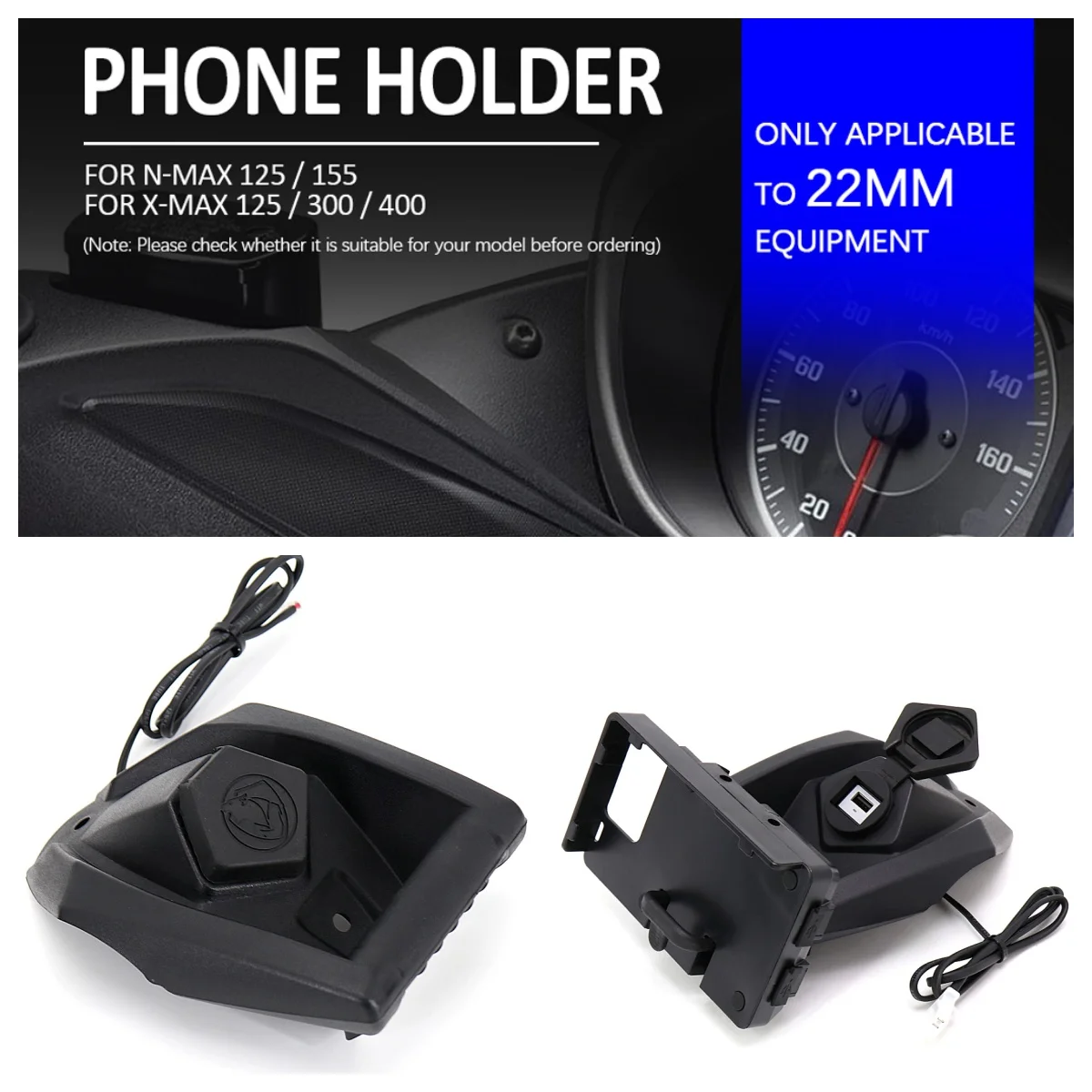 22mm Motorcycle Navigation Bracket For Yamaha XMAX NMAX USB Charging Phone Holder Waterproof GPS Stand Motorcycle Accessories