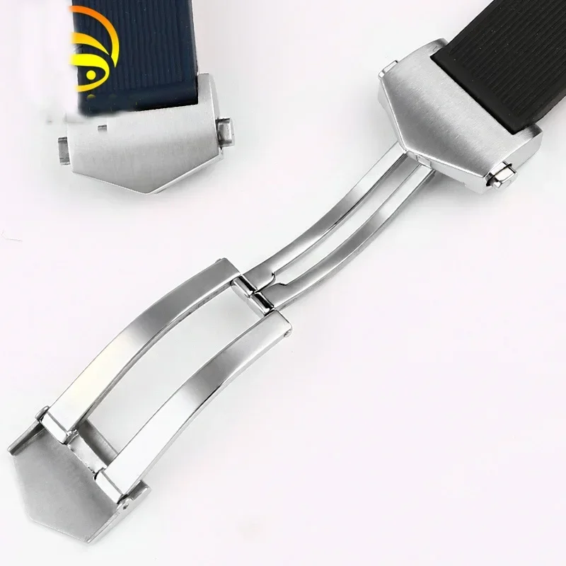 Pulseira de relógio de borracha de silicone de alta qualidade para tag heuer carrera aquaracer 300 way201a way211c preto azul pulseira de relógio 22mm