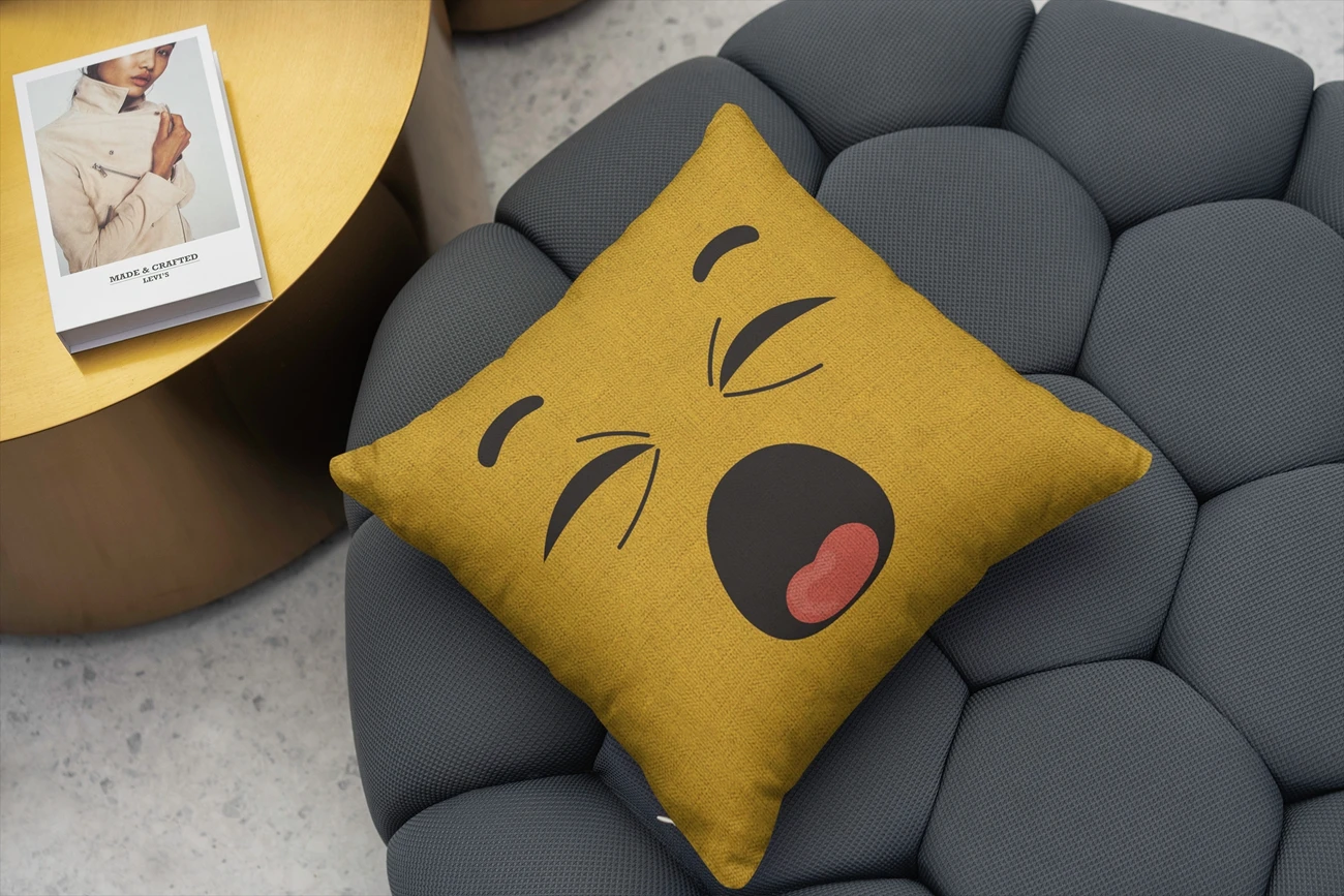 Yellow Smiley Face Couch Cushion Cover, Autumn Decoration, Cartoon Pillow Cover for Living Room, Seat Case, 40x40, 45x45