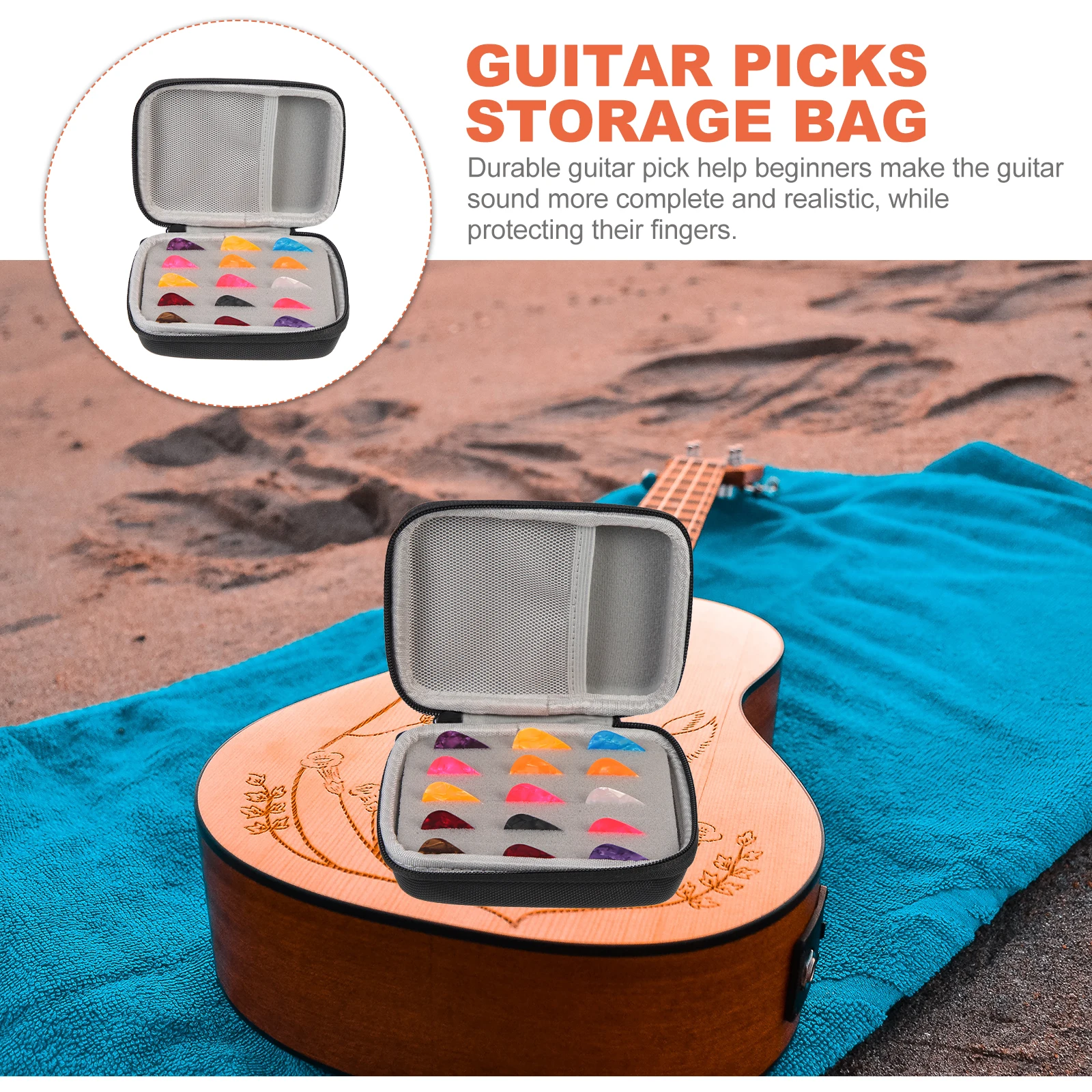 

Pick Storage Box Large Capacity Guitar Bag Container Picks Pouch Bags Portable Aid Eva Bass