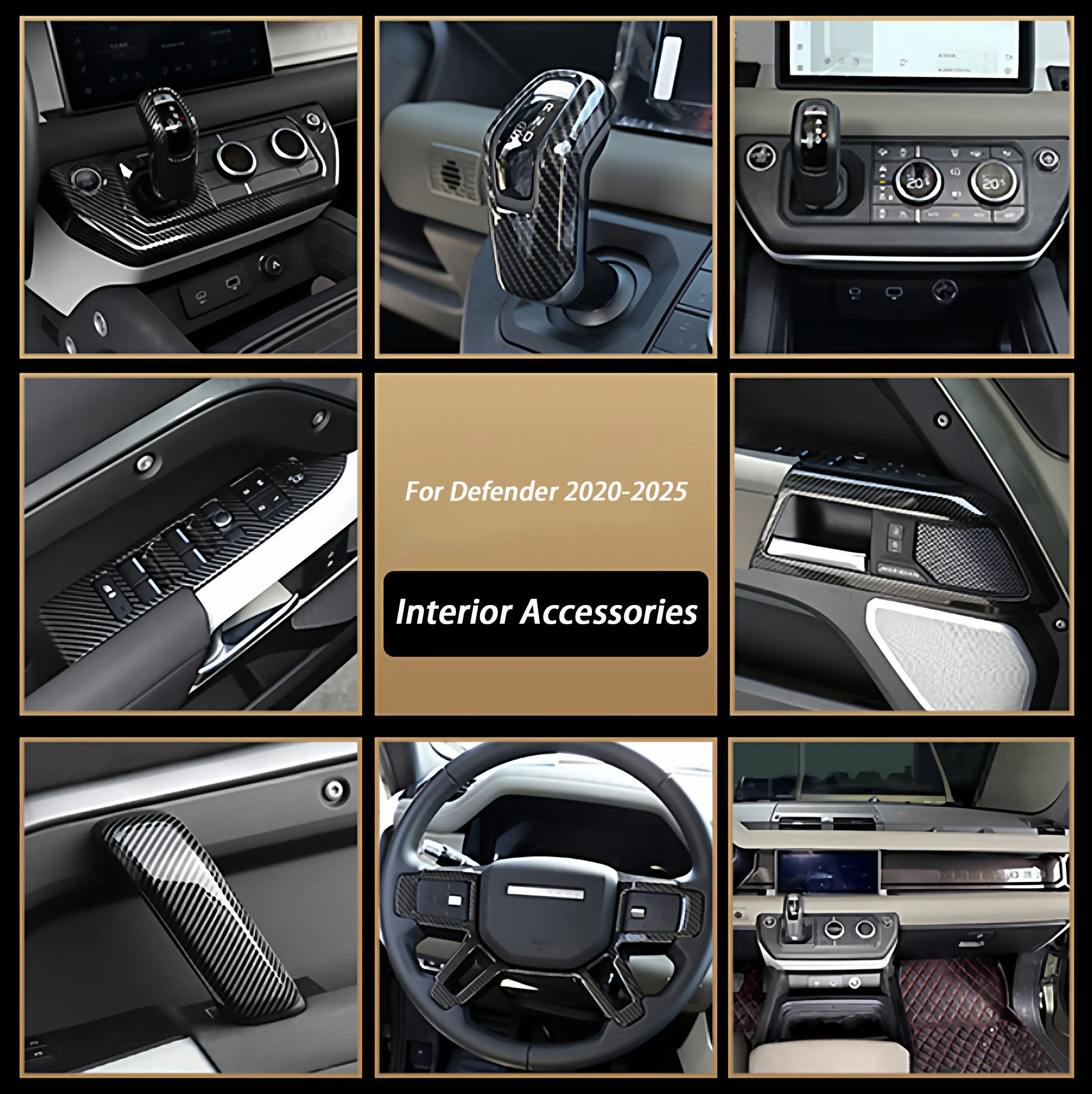 

Carbon Fiber Pattern Central Control Gear Shift Panel Door Handle Frame for Land Rover Defender 90 110 130 2020-2025 Car