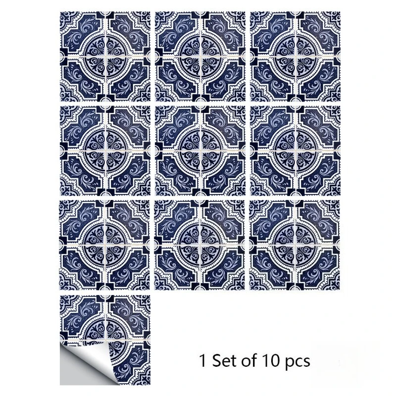 10/15/20/30cm Retro Mandala Style Tile Sticker Kitchen / Bathroom Wardrobe Glossy Surface Art Mural Peel And Stick Wall Decals