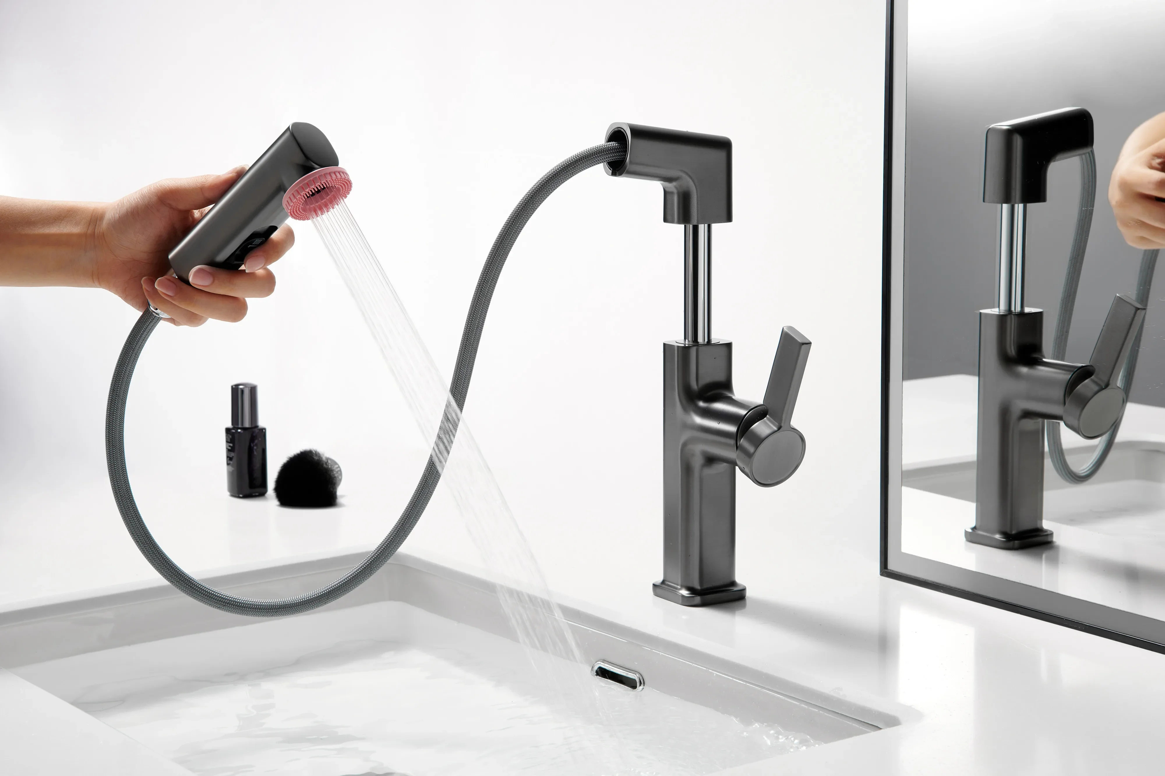 Brushed Bathroom Sink Water Faucet 304 Stainless Steel Basin Cold Single Handle